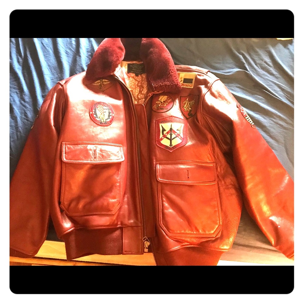 Burgundy leather Air Force g-1 men’s coat